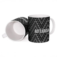 New Zealand Ta Moko Silver Fern Ceramic Mug Taniko Taniwha Motifs LT7 - Polynesian Pride