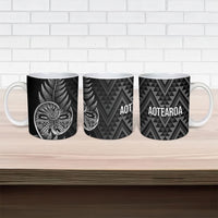 New Zealand Ta Moko Silver Fern Ceramic Mug Taniko Taniwha Motifs LT7 - Polynesian Pride