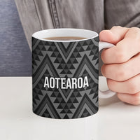New Zealand Ta Moko Silver Fern Ceramic Mug Taniko Taniwha Motifs LT7 - Polynesian Pride