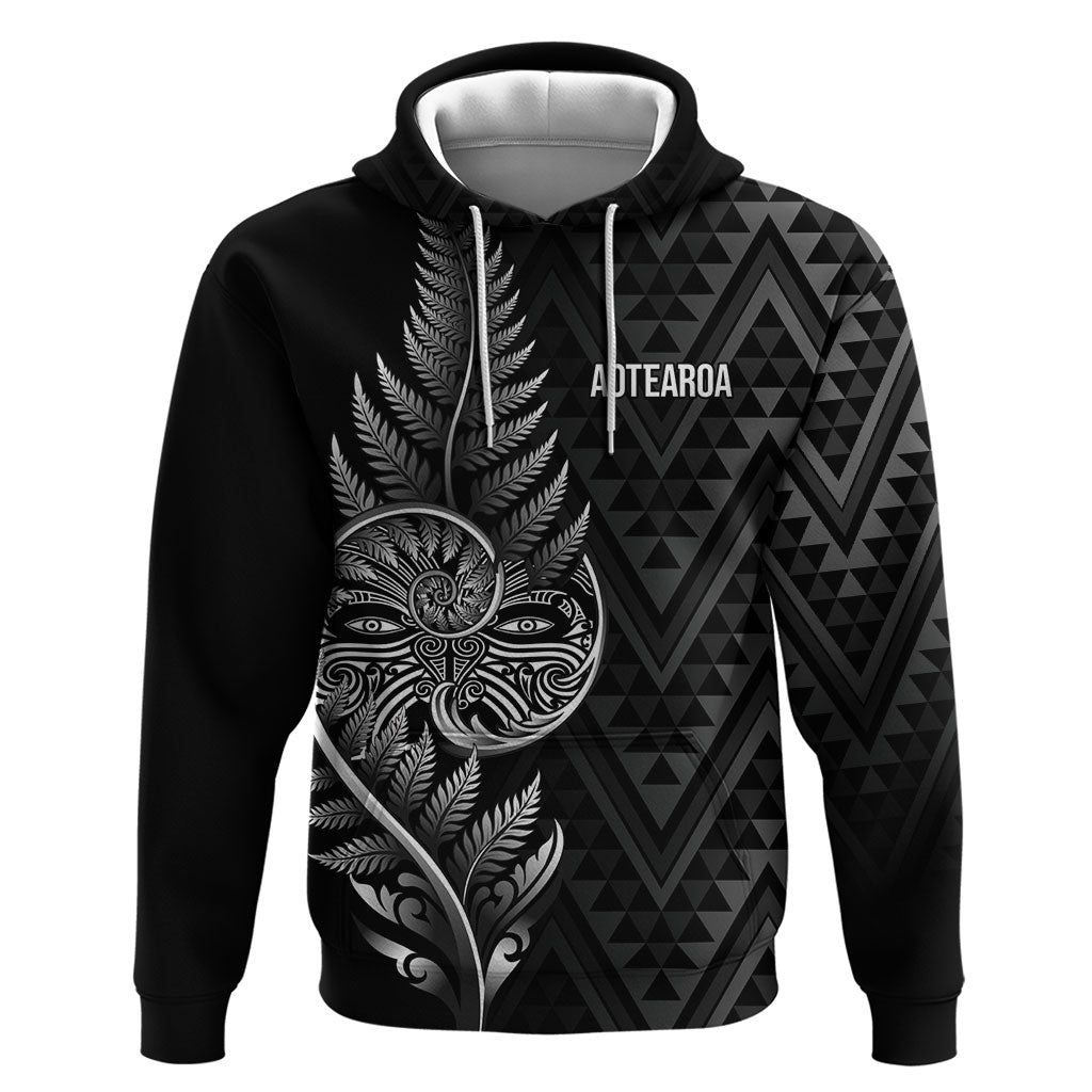 New Zealand Ta Moko Silver Fern Hoodie Taniko Taniwha Motifs