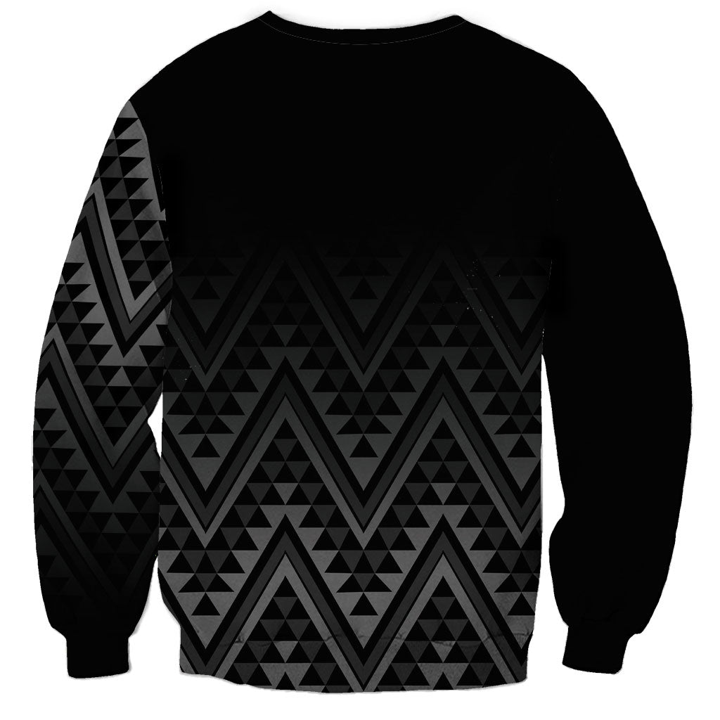 New Zealand Ta Moko Silver Fern Sweatshirt Taniko Taniwha Motifs LT7 - Polynesian Pride