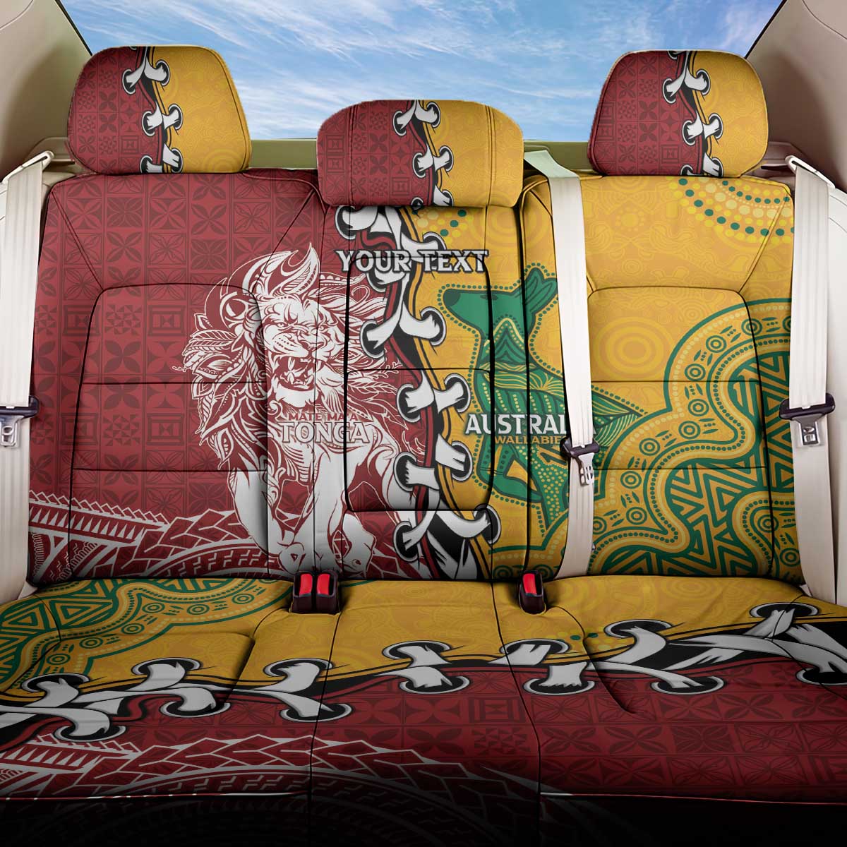 Mate Ma'a Tonga Vs Australia Rugby Personalized Back Car Seat Cover Special Mascots LT7 One Size Colorful - Polynesian Pride