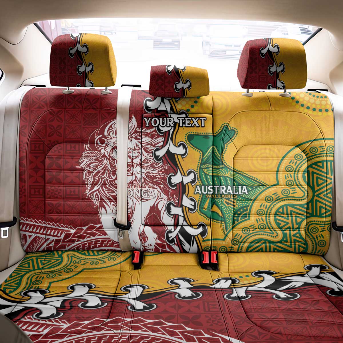 Mate Ma'a Tonga Vs Australia Rugby Personalized Back Car Seat Cover Special Mascots LT7 - Polynesian Pride