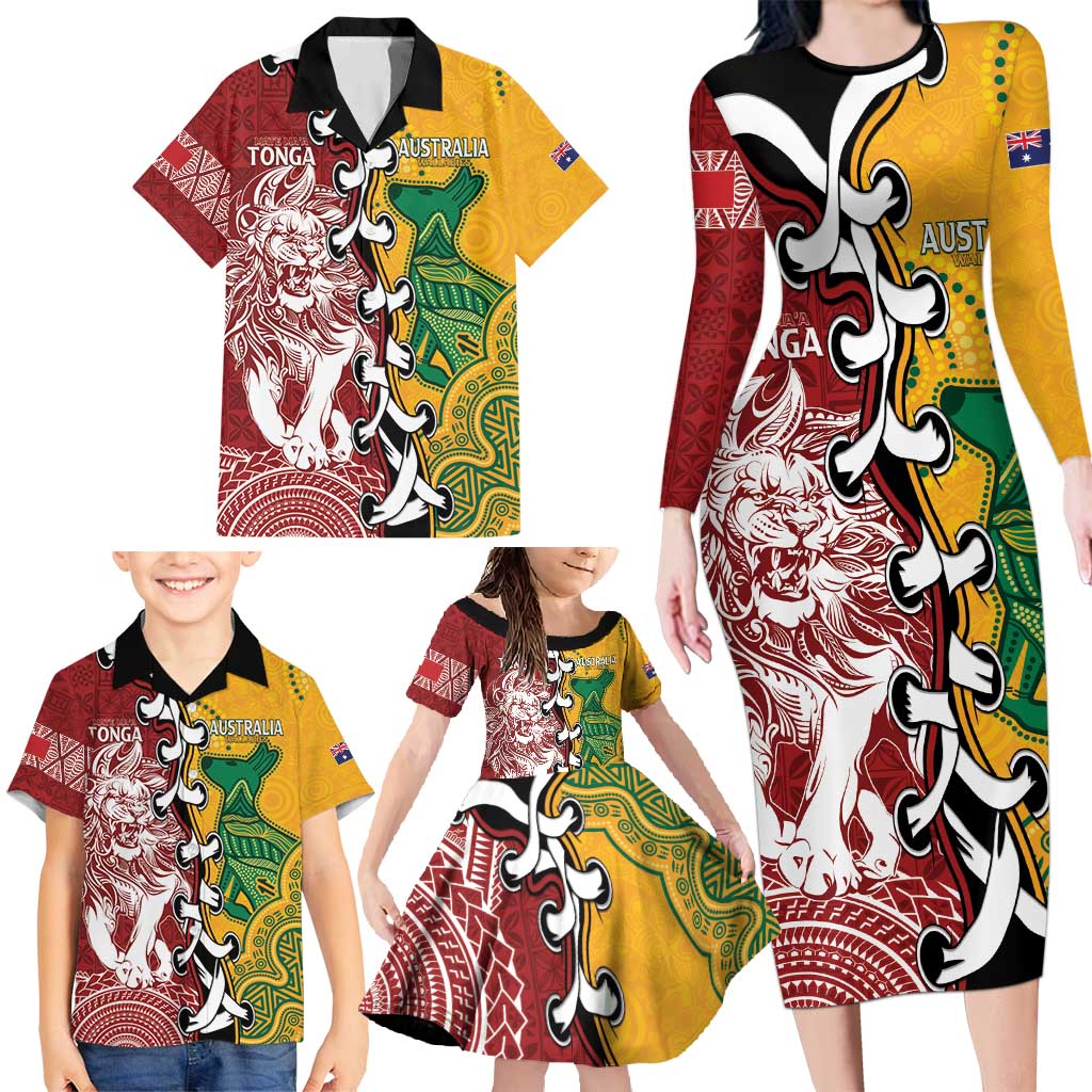 Mate Ma'a Tonga Vs Australia Rugby Personalized Family Matching Long Sleeve Bodycon Dress and Hawaiian Shirt Special Mascots LT7 - Polynesian Pride