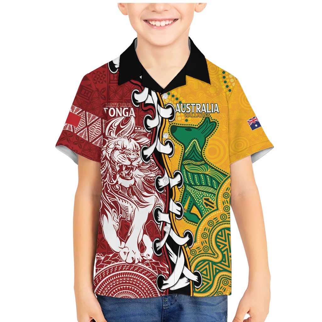 Mate Ma'a Tonga Vs Australia Rugby Personalized Family Matching Mermaid Dress and Hawaiian Shirt Special Mascots LT7 Son's Shirt Colorful - Polynesian Pride