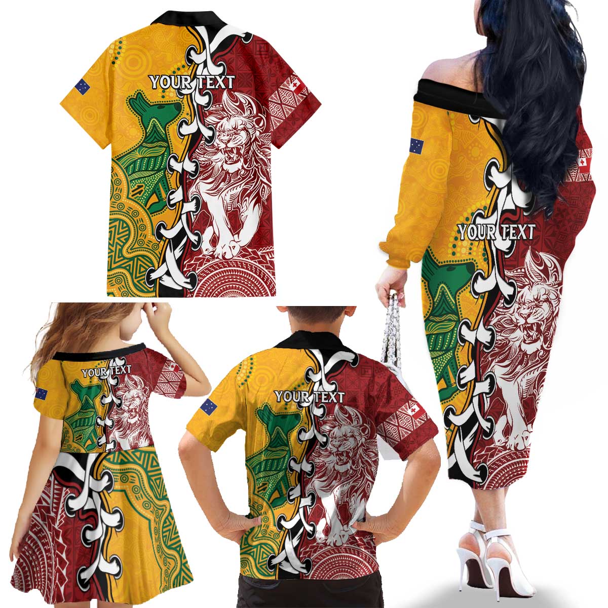 Mate Ma'a Tonga Vs Australia Rugby Personalized Family Matching Off The Shoulder Long Sleeve Dress and Hawaiian Shirt Special Mascots LT7 - Polynesian Pride