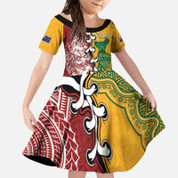 Mate Ma'a Tonga Vs Australia Rugby Personalized Family Matching Off Shoulder Maxi Dress and Hawaiian Shirt Special Mascots LT7 Daughter's Dress Colorful - Polynesian Pride