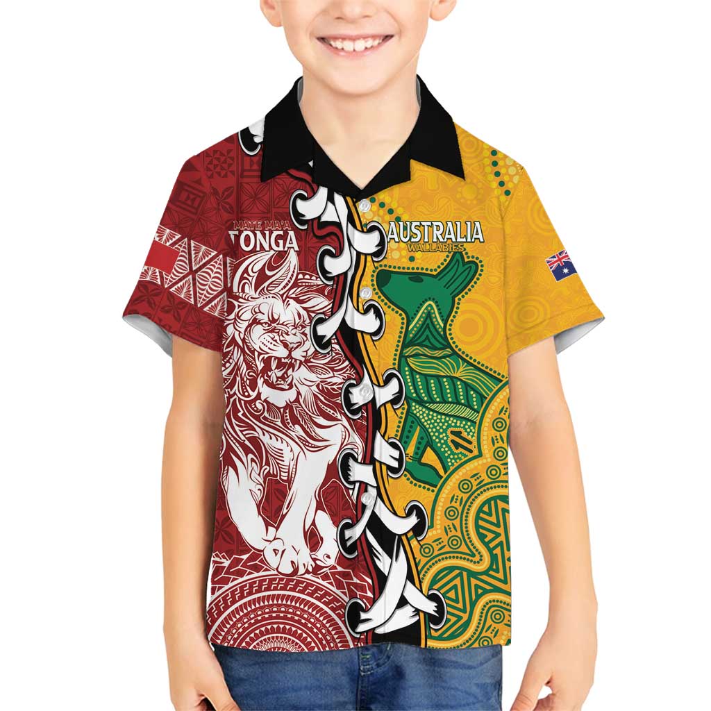 Mate Ma'a Tonga Vs Australia Rugby Personalized Family Matching Off Shoulder Maxi Dress and Hawaiian Shirt Special Mascots LT7 Son's Shirt Colorful - Polynesian Pride