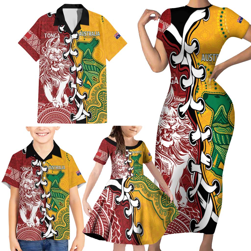 Mate Ma'a Tonga Vs Australia Rugby Personalized Family Matching Short Sleeve Bodycon Dress and Hawaiian Shirt Special Mascots LT7 - Polynesian Pride