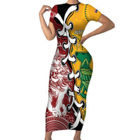 Mate Ma'a Tonga Vs Australia Rugby Personalized Family Matching Short Sleeve Bodycon Dress and Hawaiian Shirt Special Mascots LT7 Mom's Dress Colorful - Polynesian Pride