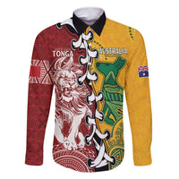 Mate Ma'a Tonga Vs Australia Rugby Personalized Family Matching Summer Maxi Dress and Hawaiian Shirt Special Mascots LT7 Dad's Shirt - Long Sleeve Colorful - Polynesian Pride