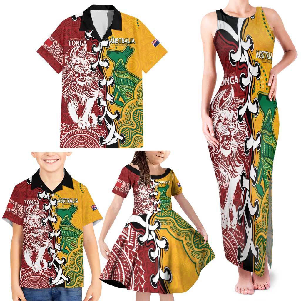 Mate Ma'a Tonga Vs Australia Rugby Personalized Family Matching Tank Maxi Dress and Hawaiian Shirt Special Mascots LT7 - Polynesian Pride