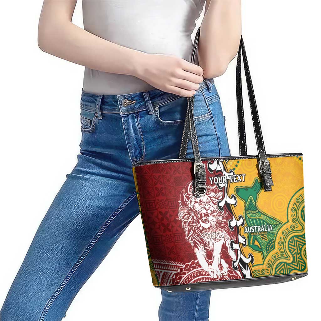 Mate Ma'a Tonga Vs Australia Rugby Personalized Leather Tote Bag Special Mascots