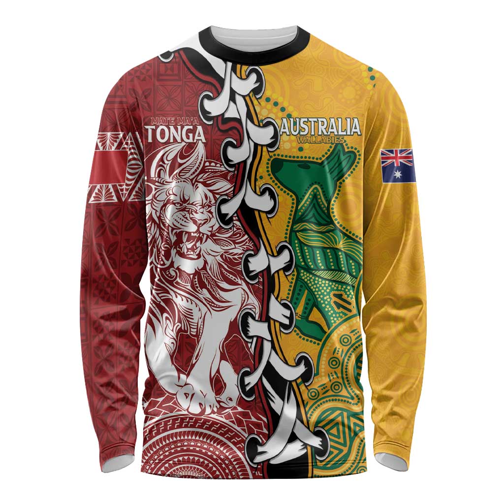 Mate Ma'a Tonga Vs Australia Rugby Personalized Long Sleeve Shirt Special Mascots LT7 Unisex Colorful - Polynesian Pride