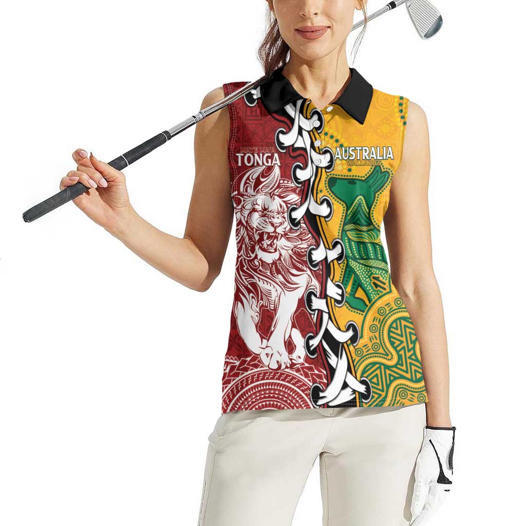 Mate Ma'a Tonga Vs Australia Rugby Personalized Women Sleeveless Polo Shirt Special Mascots
