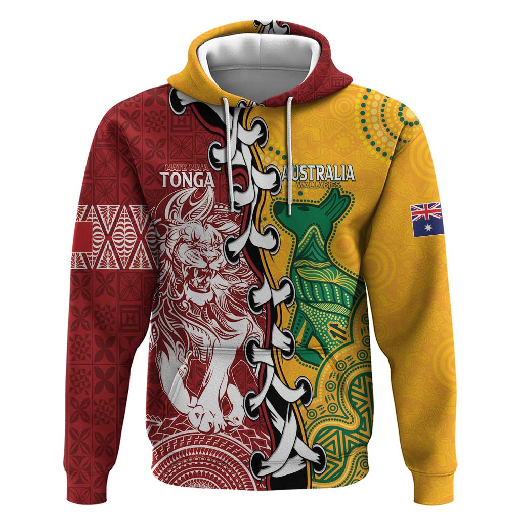 Mate Ma'a Tonga Vs Australia Rugby Personalized Zip Hoodie Special Mascots LT7 Pullover Hoodie Colorful - Polynesian Pride