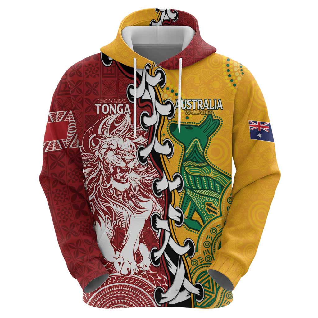 Mate Ma'a Tonga Vs Australia Rugby Personalized Zip Hoodie Special Mascots LT7 - Polynesian Pride