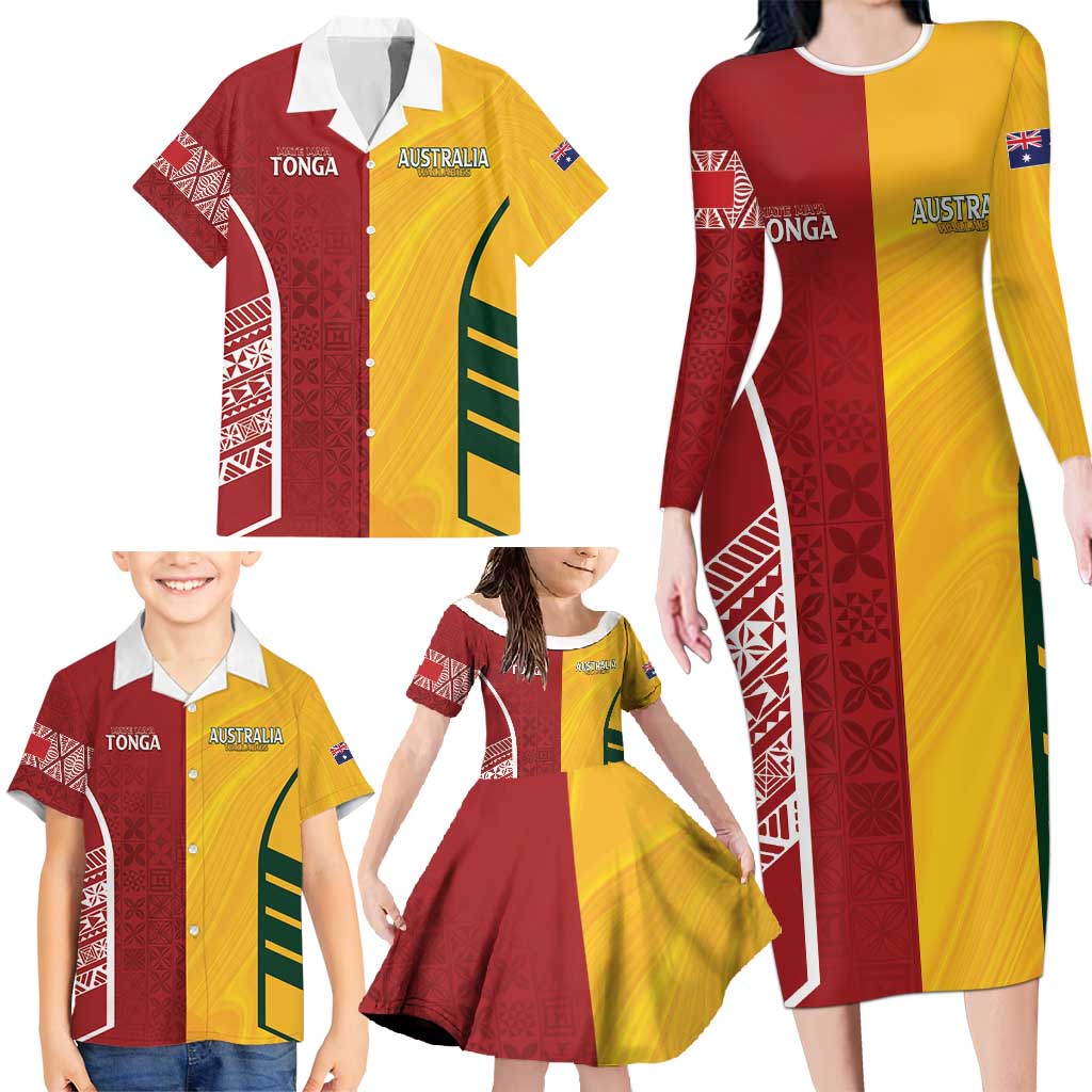 Australia - Tonga Rugby Custom Family Matching Long Sleeve Bodycon Dress and Hawaiian Shirt Minimalist Dynamic LT7 - Polynesian Pride