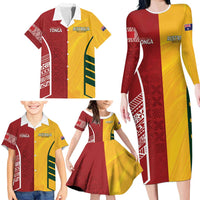 Australia - Tonga Rugby Custom Family Matching Long Sleeve Bodycon Dress and Hawaiian Shirt Minimalist Dynamic LT7 - Polynesian Pride