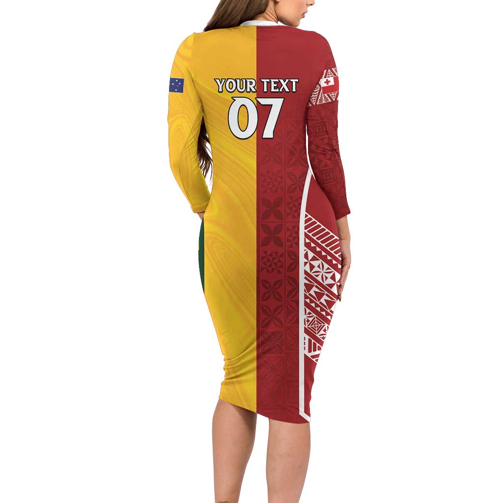 Australia - Tonga Rugby Custom Family Matching Long Sleeve Bodycon Dress and Hawaiian Shirt Minimalist Dynamic LT7 - Polynesian Pride