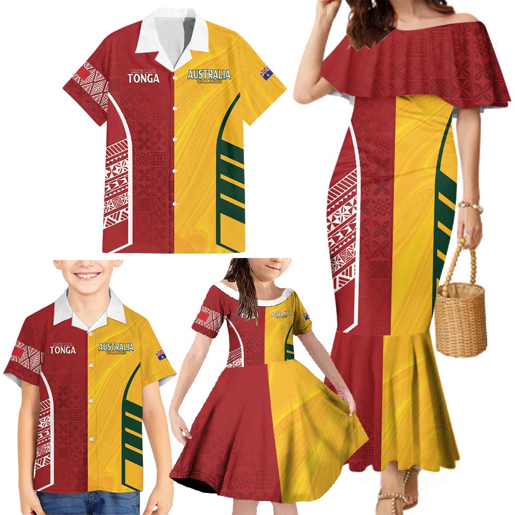 Australia - Tonga Rugby Custom Family Matching Mermaid Dress and Hawaiian Shirt Minimalist Dynamic LT7 - Polynesian Pride