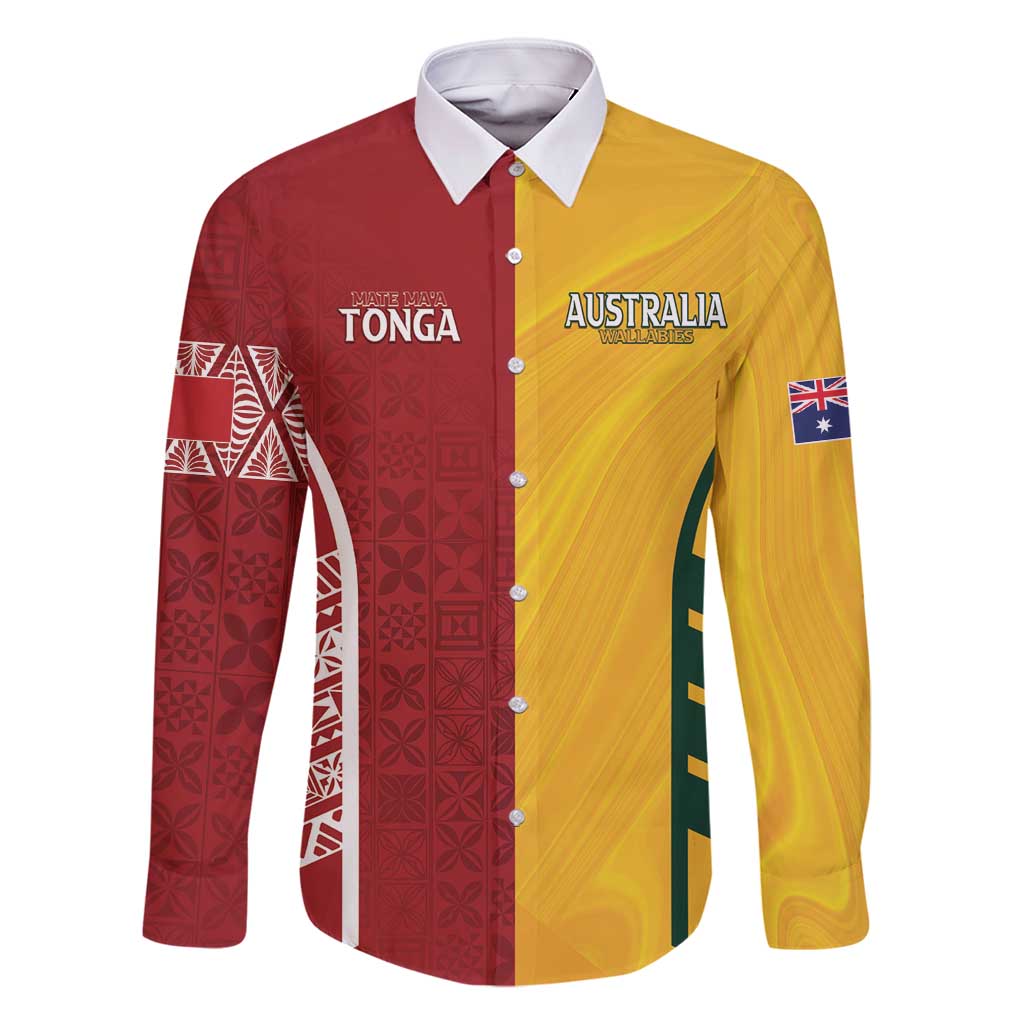 Australia - Tonga Rugby Custom Family Matching Mermaid Dress and Hawaiian Shirt Minimalist Dynamic LT7 Dad's Shirt - Long Sleeve Colorful - Polynesian Pride
