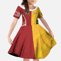 Australia - Tonga Rugby Custom Family Matching Off The Shoulder Long Sleeve Dress and Hawaiian Shirt Minimalist Dynamic LT7 Daughter's Dress Colorful - Polynesian Pride