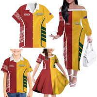 Australia - Tonga Rugby Custom Family Matching Off The Shoulder Long Sleeve Dress and Hawaiian Shirt Minimalist Dynamic LT7 - Polynesian Pride