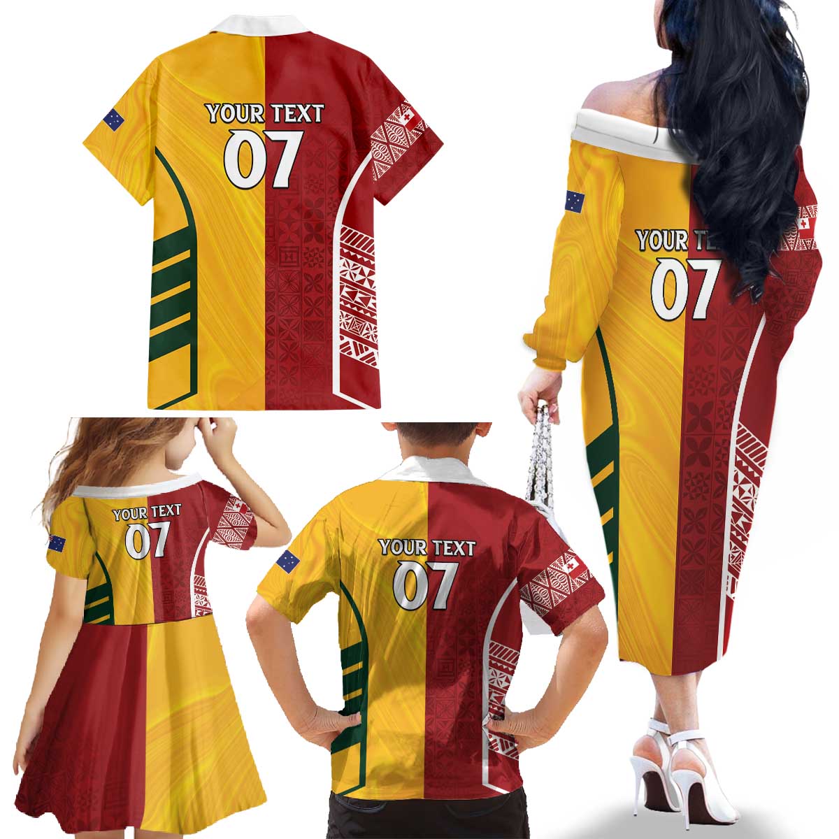 Australia - Tonga Rugby Custom Family Matching Off The Shoulder Long Sleeve Dress and Hawaiian Shirt Minimalist Dynamic LT7 - Polynesian Pride