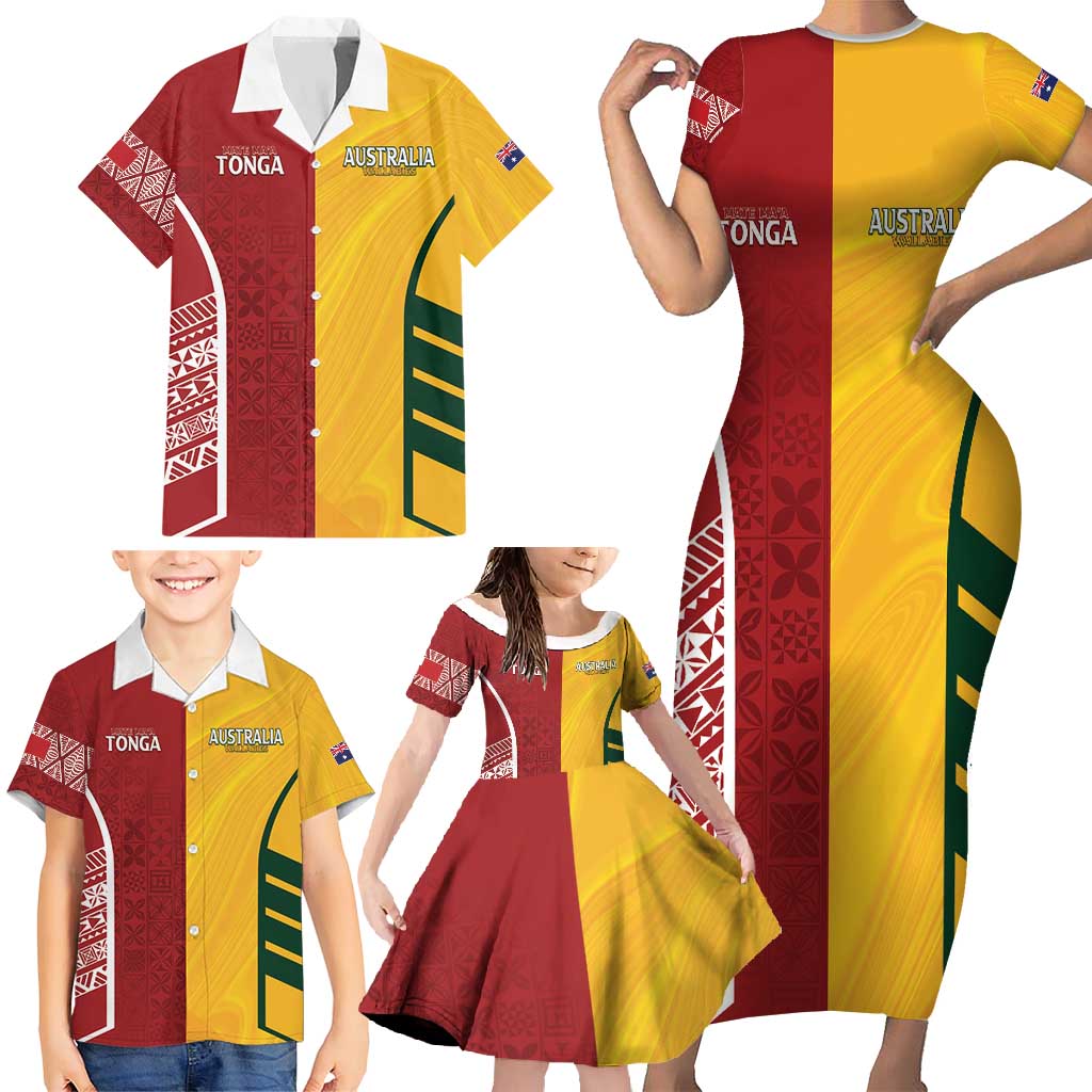 Australia - Tonga Rugby Custom Family Matching Short Sleeve Bodycon Dress and Hawaiian Shirt Minimalist Dynamic LT7 - Polynesian Pride