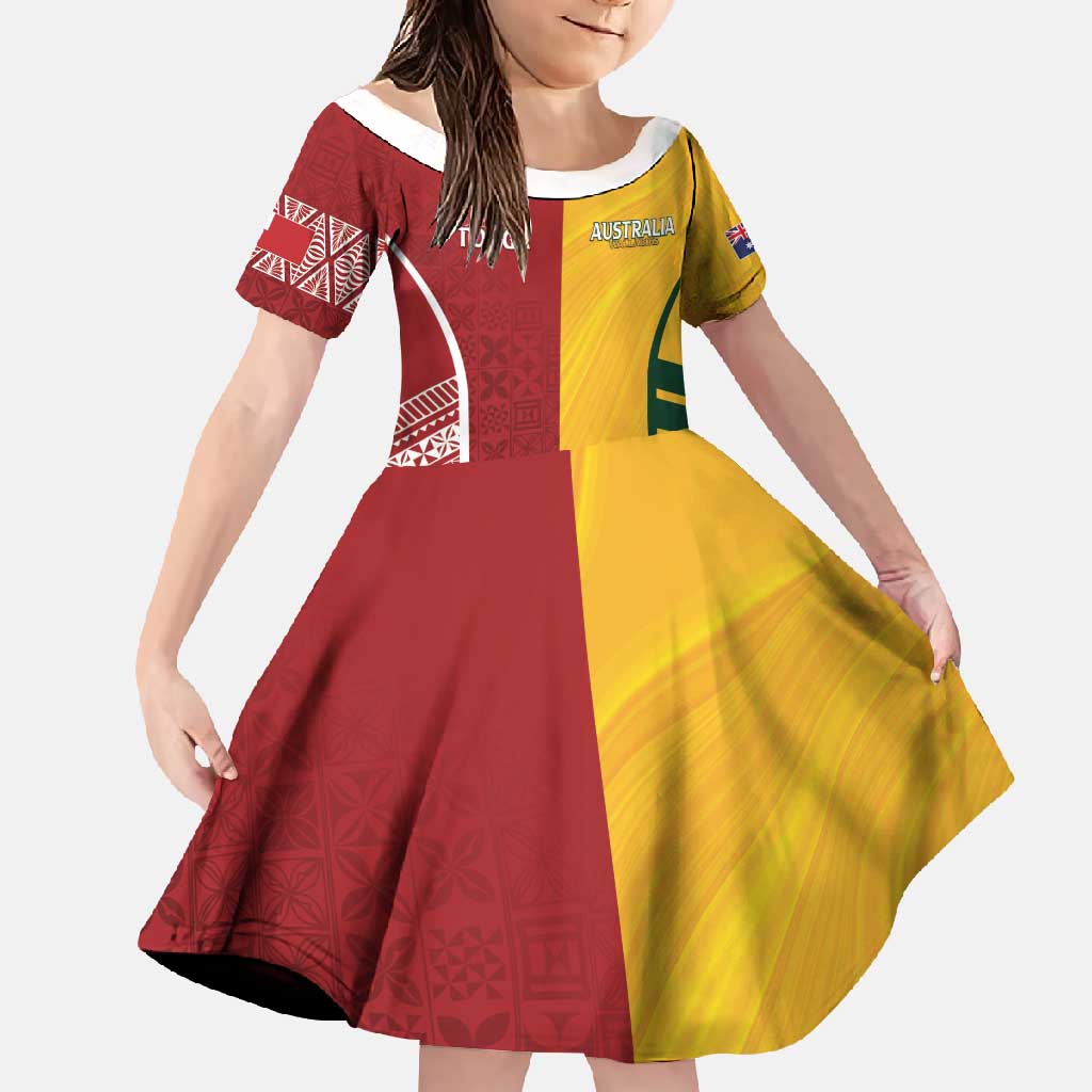 Australia - Tonga Rugby Custom Family Matching Tank Maxi Dress and Hawaiian Shirt Minimalist Dynamic LT7 Daughter's Dress Colorful - Polynesian Pride