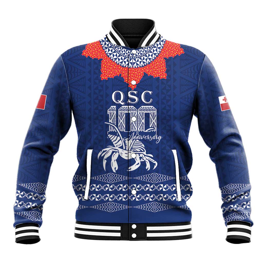 Queen Salote College 100 Years Anniversary Personalized Baseball Jacket Tonga QSC Royal Blue - Polynesian Pride