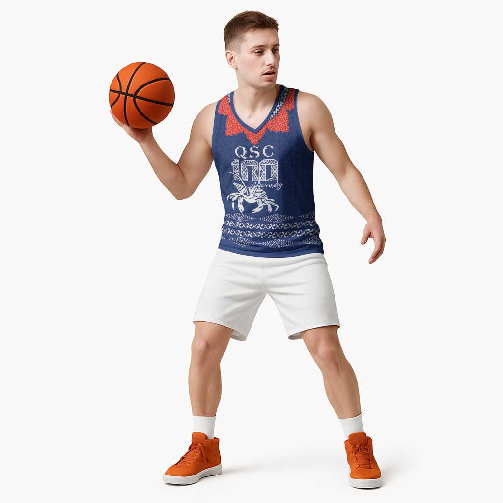 Queen Salote College 100 Years Anniversary Personalized Basketball Jersey Tonga QSC Royal Blue LT7 - Polynesian Pride