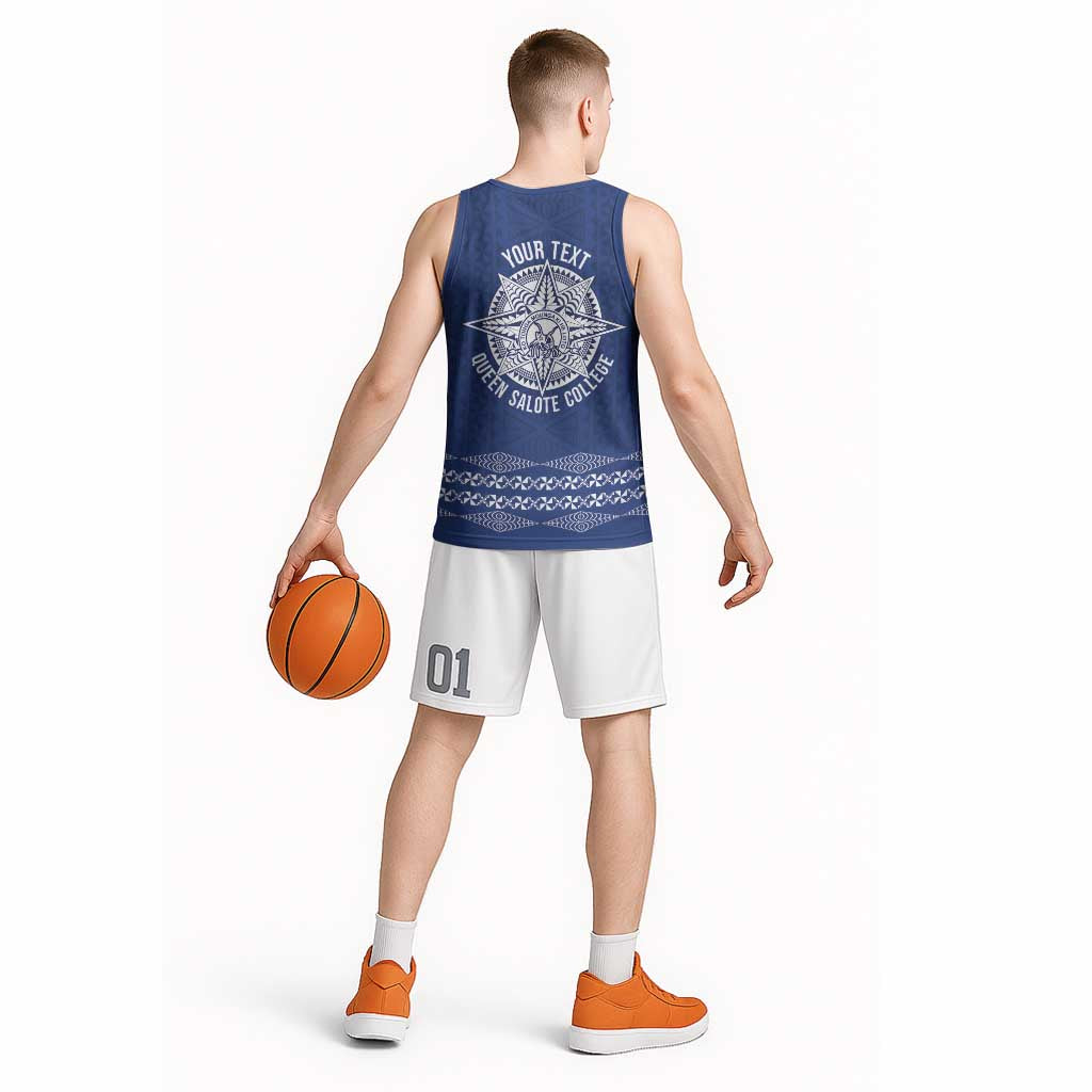Queen Salote College 100 Years Anniversary Personalized Basketball Jersey Tonga QSC Royal Blue LT7 - Polynesian Pride