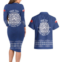 Queen Salote College 100 Years Anniversary Personalized Couples Matching Long Sleeve Bodycon Dress and Hawaiian Shirt Tonga QSC Royal Blue LT7 - Polynesian Pride
