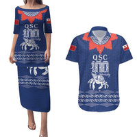 Queen Salote College 100 Years Anniversary Personalized Couples Matching Puletasi and Hawaiian Shirt Tonga QSC Royal Blue LT7 Royal Blue - Polynesian Pride