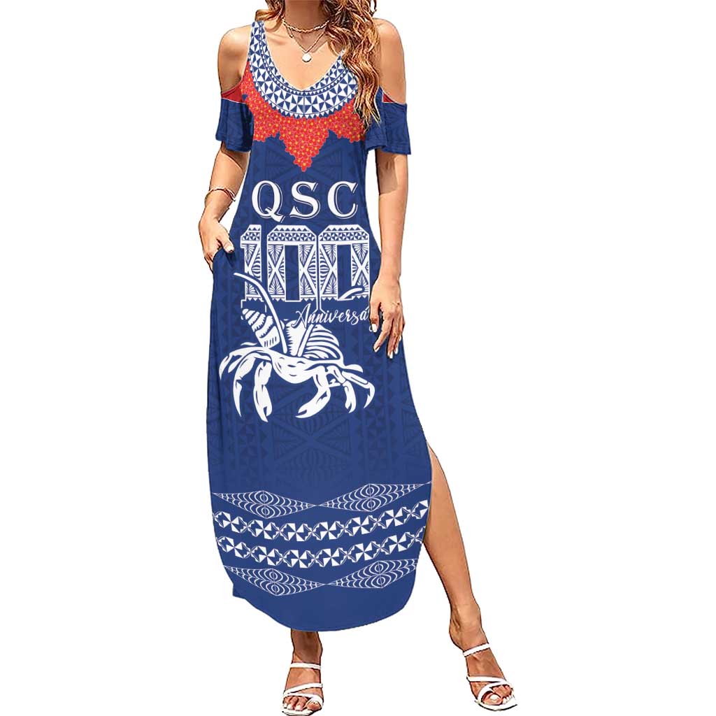Queen Salote College 100 Years Anniversary Personalized Family Matching Summer Maxi Dress and Hawaiian Shirt Tonga QSC Royal Blue LT7 Mom's Dress Royal Blue - Polynesian Pride
