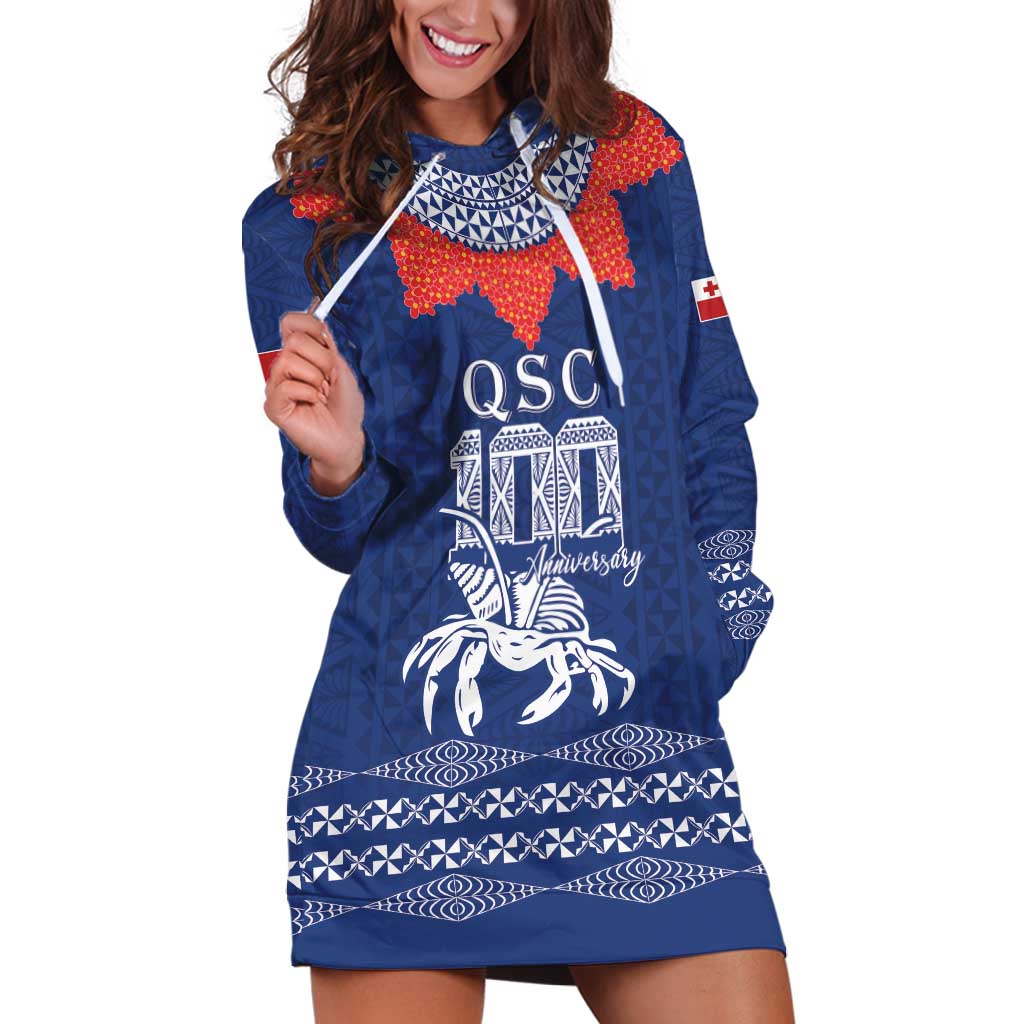 Queen Salote College 100 Years Anniversary Personalized Hoodie Dress Tonga QSC Royal Blue LT7 Royal Blue - Polynesian Pride