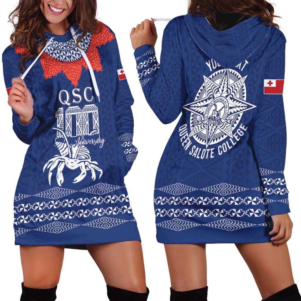 Queen Salote College 100 Years Anniversary Personalized Hoodie Dress Tonga QSC Royal Blue LT7 - Polynesian Pride