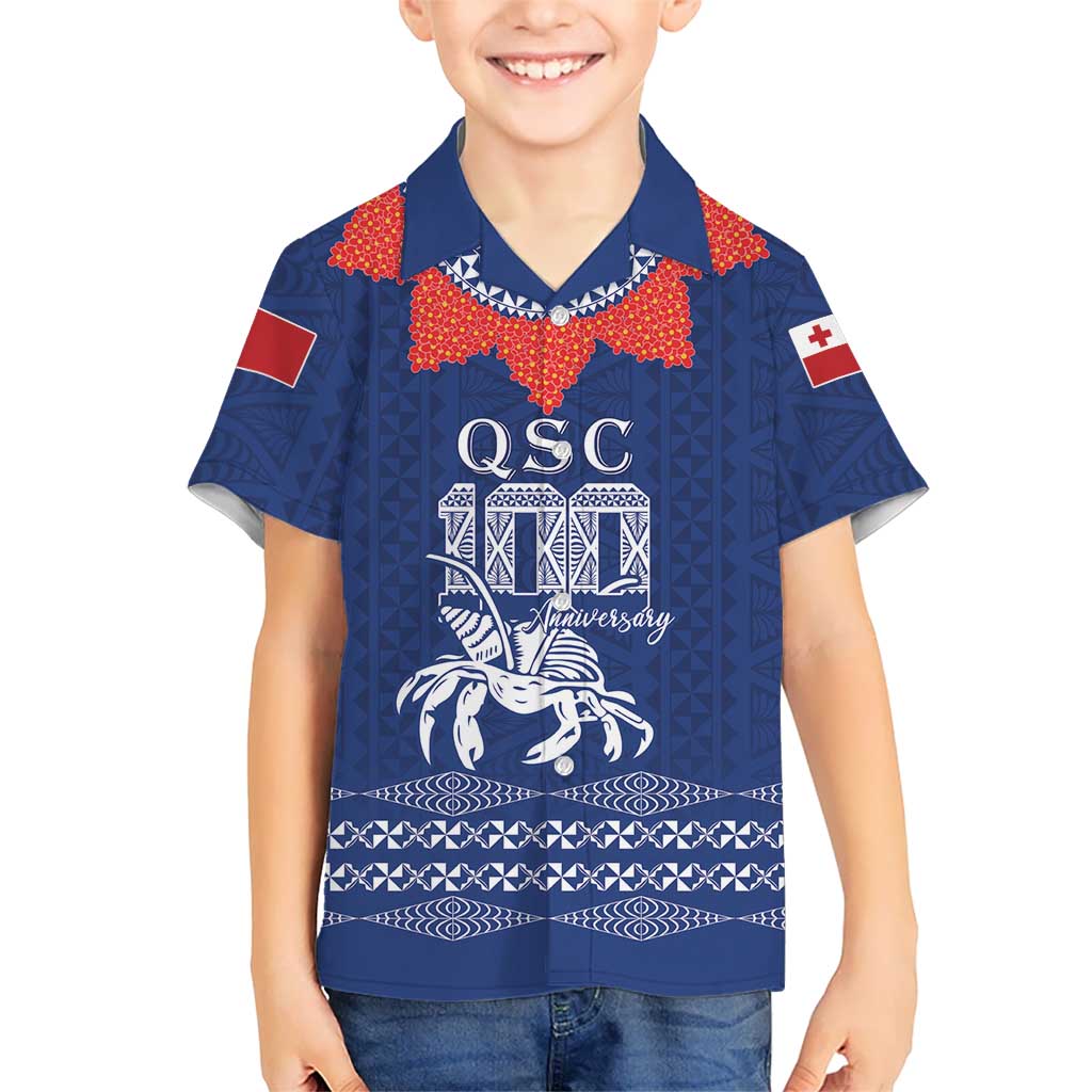 Queen Salote College 100 Years Anniversary Personalized Kid Hawaiian Shirt Tonga QSC Royal Blue - Polynesian Pride