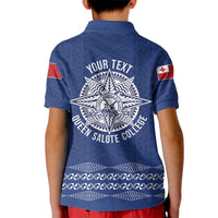 Queen Salote College 100 Years Anniversary Personalized Kid Polo Shirt Tonga QSC Royal Blue - Polynesian Pride