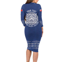 Queen Salote College 100 Years Anniversary Personalized Long Sleeve Bodycon Dress Tonga QSC Royal Blue - Polynesian Pride