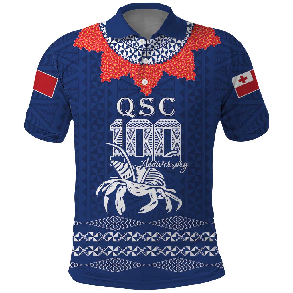 Queen Salote College 100 Years Anniversary Personalized Polo Shirt Tonga QSC Royal Blue LT7 Royal Blue - Polynesian Pride