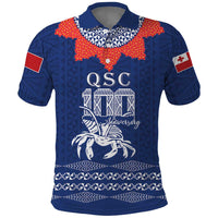 Queen Salote College 100 Years Anniversary Personalized Polo Shirt Tonga QSC Royal Blue LT7 Royal Blue - Polynesian Pride