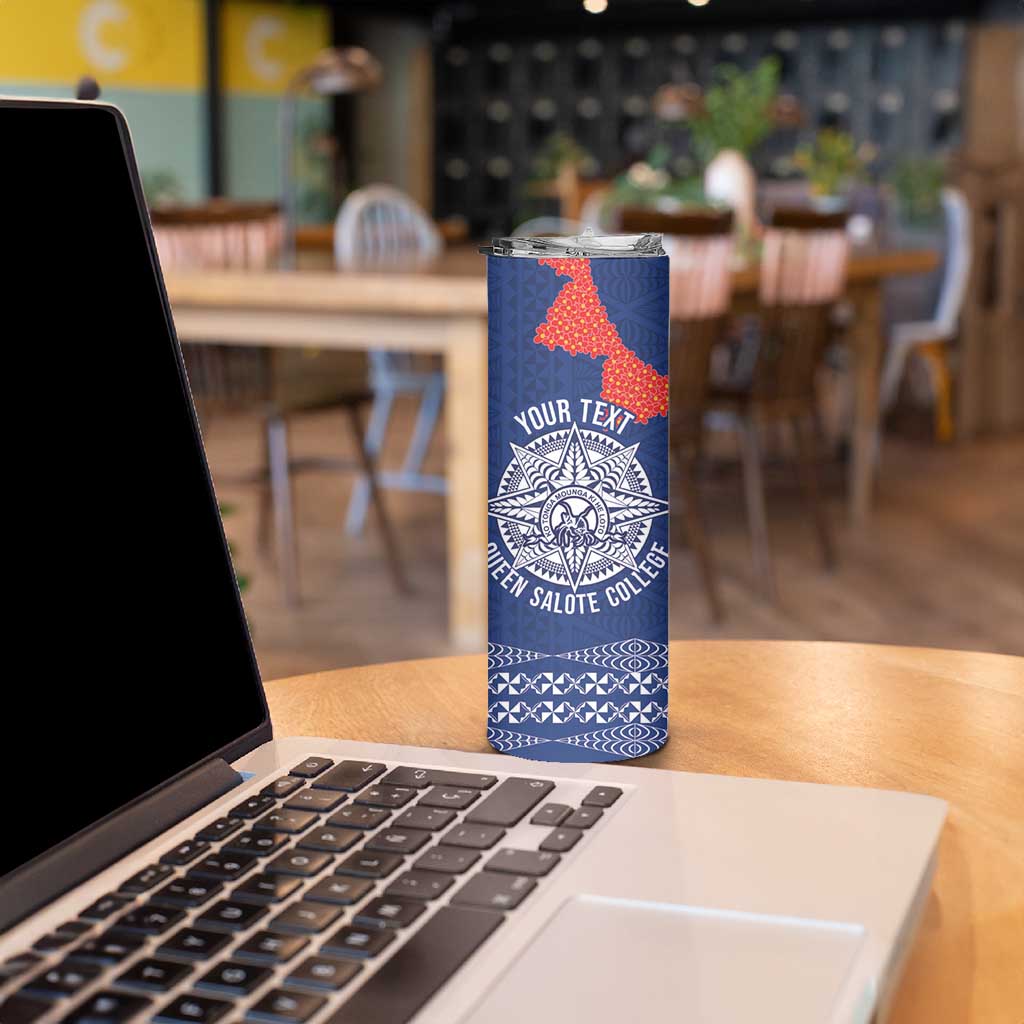 Queen Salote College 100 Years Anniversary Personalized Skinny Tumbler Tonga QSC Royal Blue LT7 - Polynesian Pride
