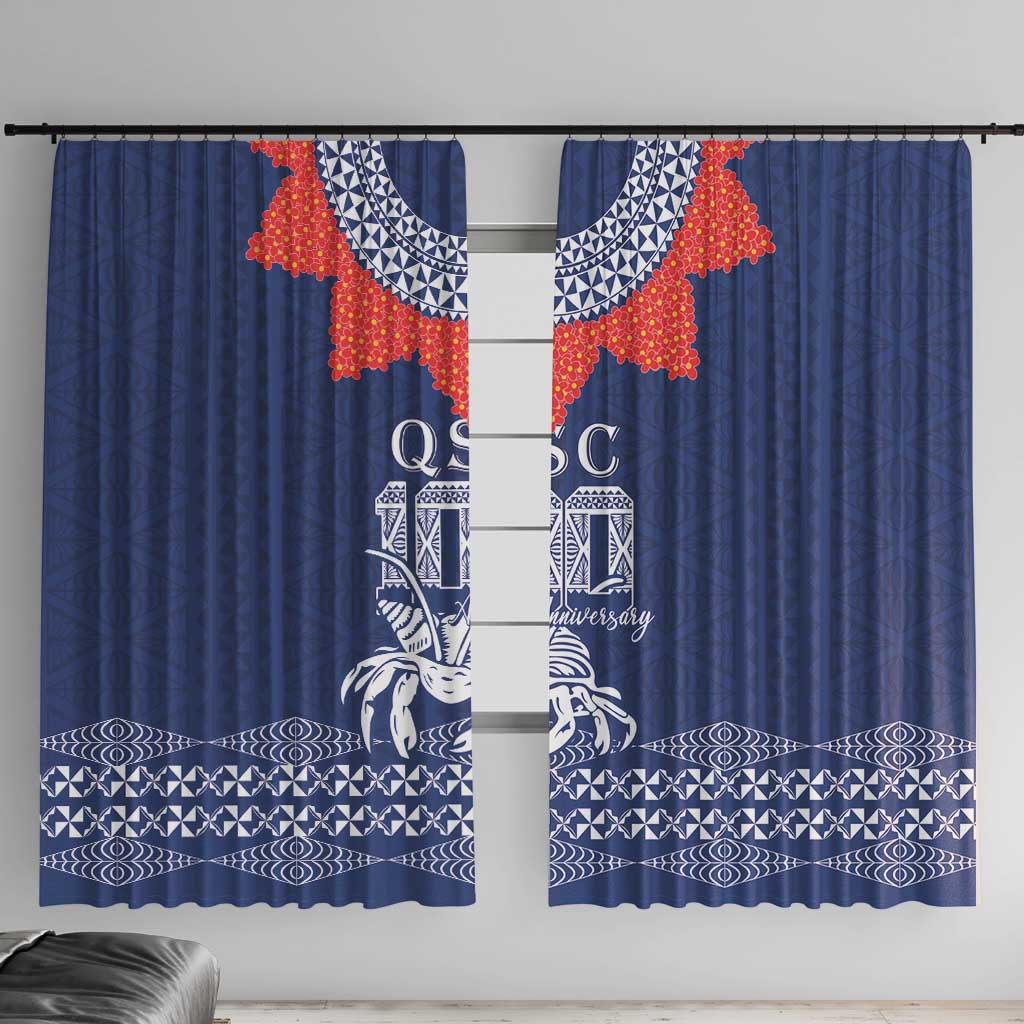 Queen Salote College 100 Years Anniversary Window Curtain Tonga QSC Royal Blue LT7 With Hooks Royal Blue - Polynesian Pride
