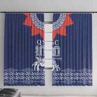 Queen Salote College 100 Years Anniversary Window Curtain Tonga QSC Royal Blue LT7 With Hooks Royal Blue - Polynesian Pride