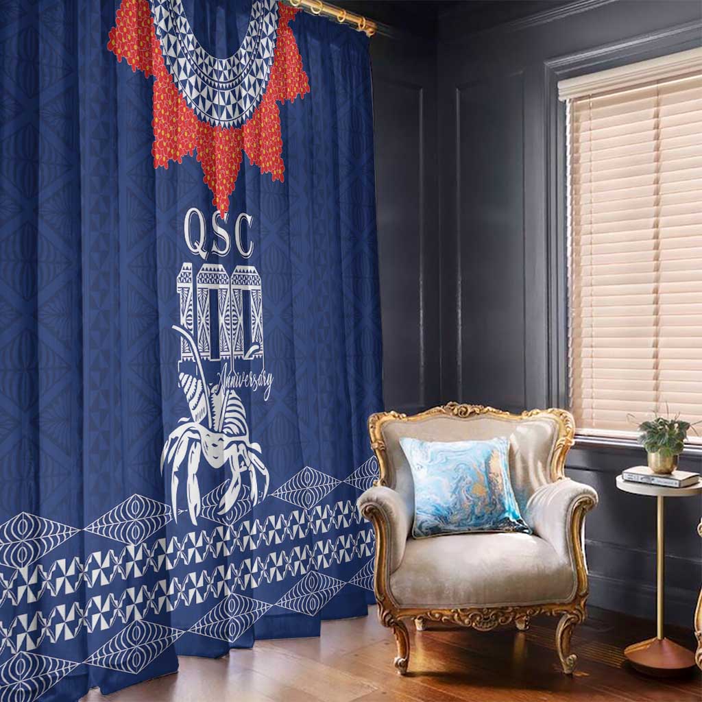 Queen Salote College 100 Years Anniversary Window Curtain Tonga QSC Royal Blue LT7 - Polynesian Pride