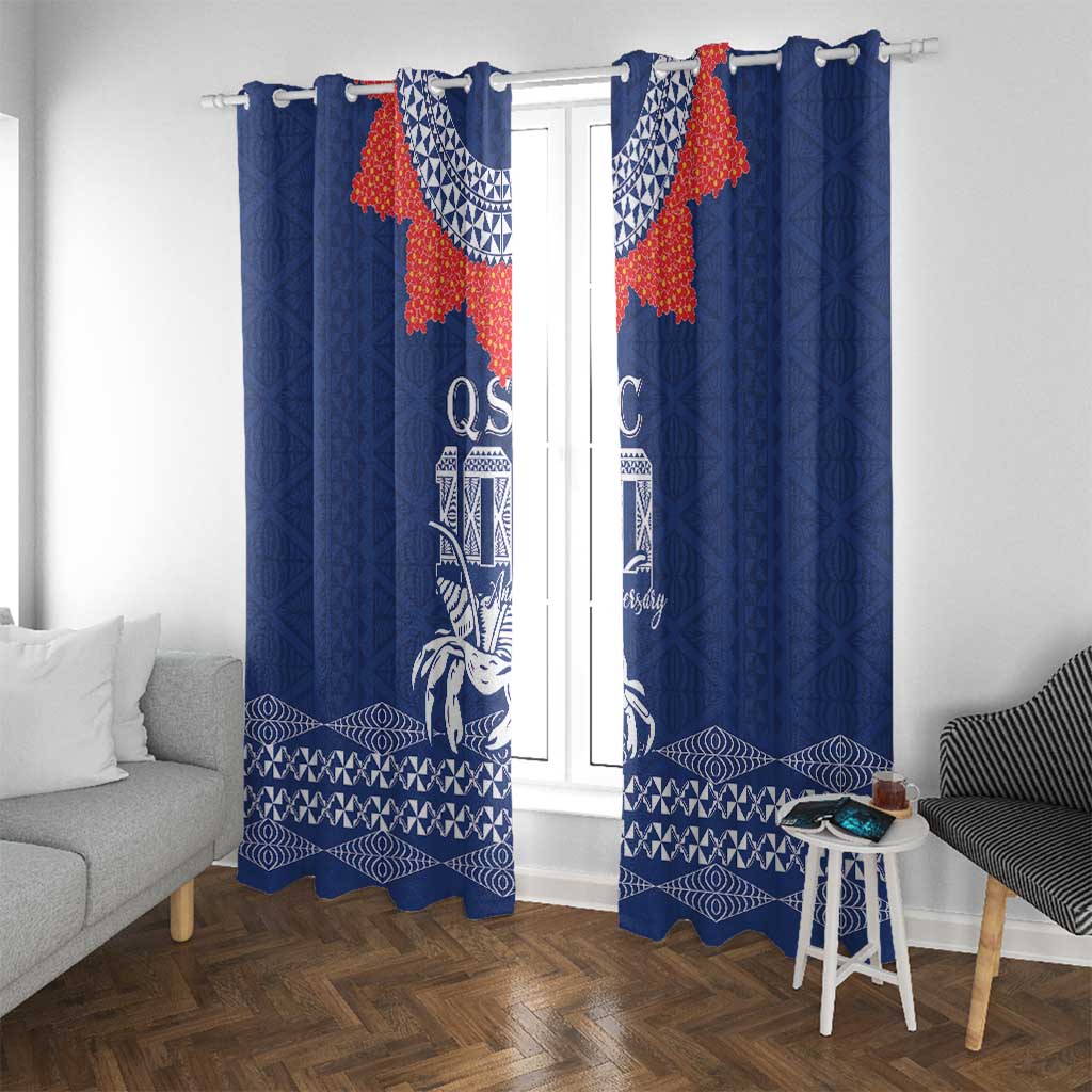 Queen Salote College 100 Years Anniversary Window Curtain Tonga QSC Royal Blue LT7 With Grommets Royal Blue - Polynesian Pride