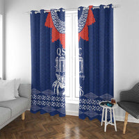 Queen Salote College 100 Years Anniversary Window Curtain Tonga QSC Royal Blue LT7 With Grommets Royal Blue - Polynesian Pride